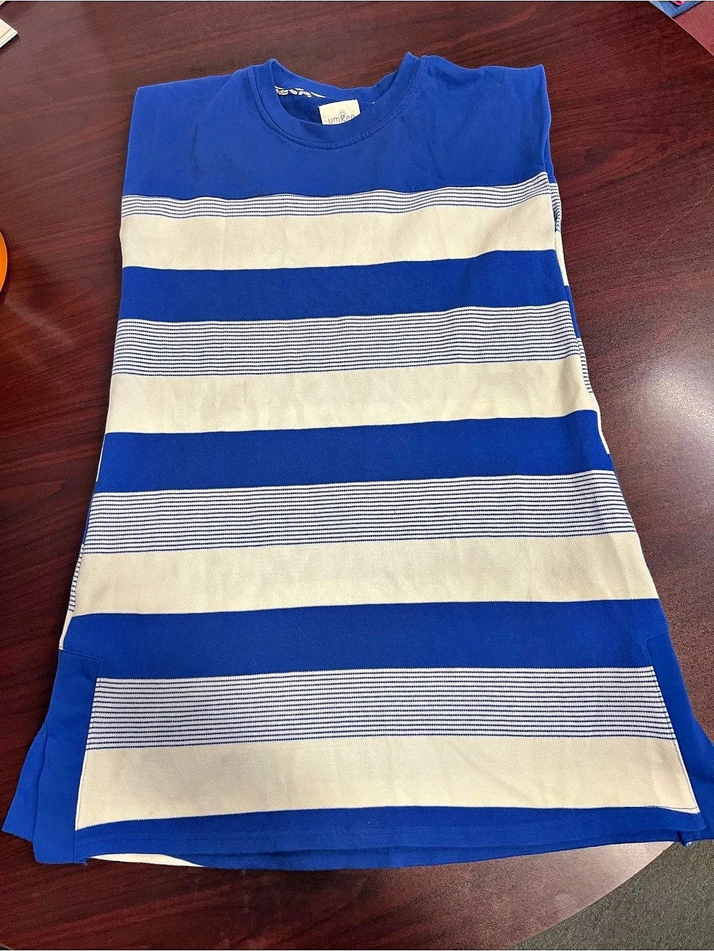 Umgee Striped Mini Dress in Blue & Cream Size Small